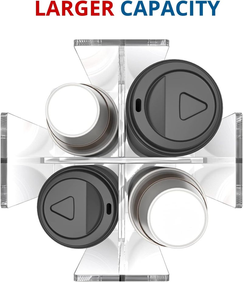 KOTEMON Cup and Lid Holder, 4 Compartment, Square | Rotating Coffee Cup Dispenser Lid Carousel for Restaurant, Buffet, Coffee Station, Bar, Countertop, Clear Acrylic - Image 4